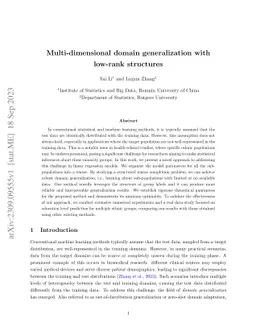 Multi-dimensional domain generalization with low-rank structures