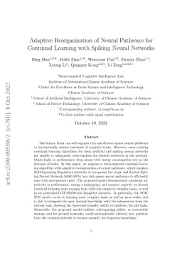 Adaptive Reorganization of Neural Pathways for Continual Learning with
  Spiking Neural Networks