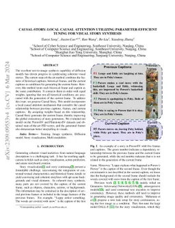 Causal-Story: Local Causal Attention Utilizing Parameter-Efficient
  Tuning For Visual Story Synthesis