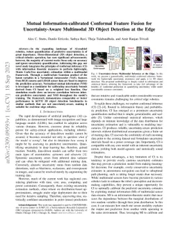 Mutual Information-calibrated Conformal Feature Fusion for
  Uncertainty-Aware Multimodal 3D Object Detection at the Edge