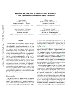 Designing a Hybrid Neural System to Learn Real-world Crack Segmentation
  from Fractal-based Simulation