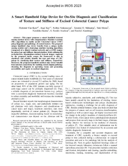 A Smart Handheld Edge Device for On-Site Diagnosis and Classification of
  Texture and Stiffness of Excised Colorectal Cancer Polyps