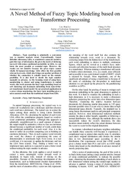 A Novel Method of Fuzzy Topic Modeling based on Transformer Processing