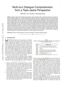 Multi-turn Dialogue Comprehension from a Topic-aware Perspective