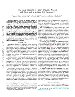 Two-Stage Learning of Highly Dynamic Motions with Rigid and Articulated
  Soft Quadrupeds