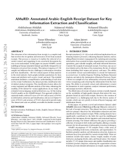 AMuRD: Annotated Arabic-English Receipt Dataset for Key Information
  Extraction and Classification