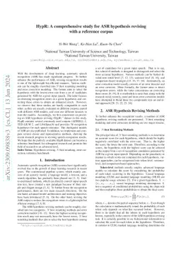 HypR: A comprehensive study for ASR hypothesis revising with a reference
  corpus