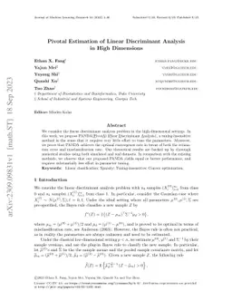 Pivotal Estimation of Linear Discriminant Analysis in High Dimensions