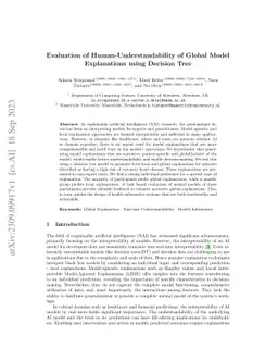 Evaluation of Human-Understandability of Global Model Explanations using
  Decision Tree