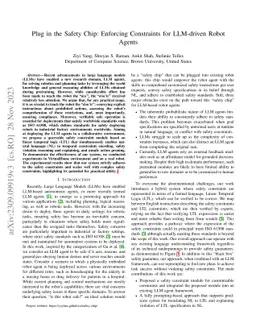 Plug in the Safety Chip: Enforcing Constraints for LLM-driven Robot
  Agents