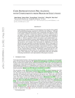 Code Representation Pre-training with Complements from Program
  Executions