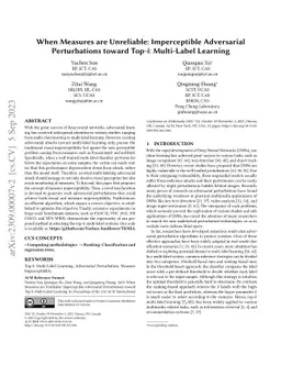 When Measures are Unreliable: Imperceptible Adversarial Perturbations
  toward Top-$k$ Multi-Label Learning
