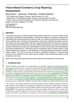 Vision-Based Cranberry Crop Ripening Assessment