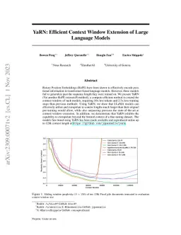 YaRN: Efficient Context Window Extension of Large Language Models