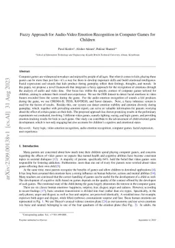 Fuzzy Approach for Audio-Video Emotion Recognition in Computer Games for
  Children