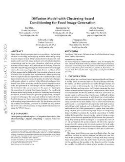 Diffusion Model with Clustering-based Conditioning for Food Image
  Generation