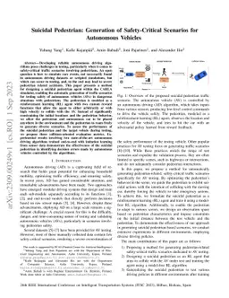 Suicidal Pedestrian: Generation of Safety-Critical Scenarios for
  Autonomous Vehicles
