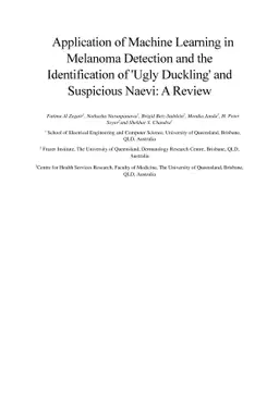 Application of Machine Learning in Melanoma Detection and the
  Identification of Úgly Duckling' and Suspicious Naevi: A Review