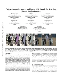 Fusing Monocular Images and Sparse IMU Signals for Real-time Human
  Motion Capture