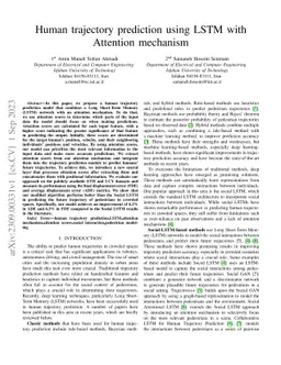 Human trajectory prediction using LSTM with Attention mechanism