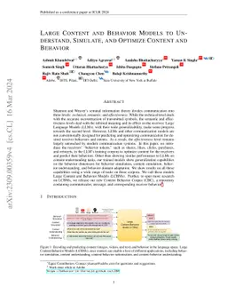 Large Content And Behavior Models To Understand, Simulate, And Optimize
  Content And Behavior