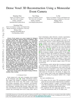 Dense Voxel 3D Reconstruction Using a Monocular Event Camera