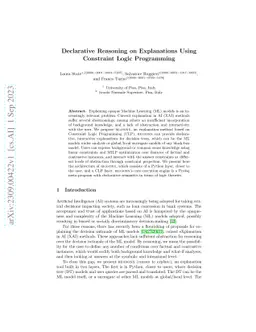 Declarative Reasoning on Explanations Using Constraint Logic Programming