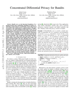 Concentrated Differential Privacy for Bandits