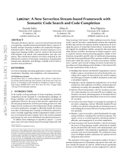Laminar: A New Serverless Stream-based Framework with Semantic Code
  Search and Code Completion