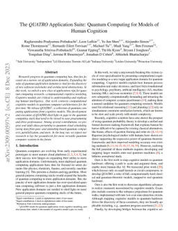 The QUATRO Application Suite: Quantum Computing for Models of Human
  Cognition
