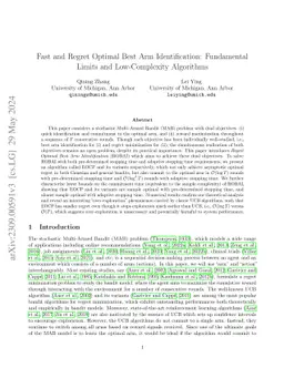Fast and Regret Optimal Best Arm Identification: Fundamental Limits and
  Low-Complexity Algorithms