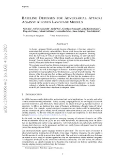 Baseline Defenses for Adversarial Attacks Against Aligned Language
  Models