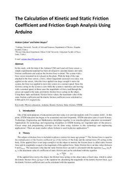 The Calculation of Kinetic and Static Friction Coefficient and Friction
  Graph Analysis Using Arduino