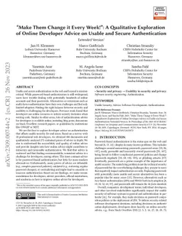 "Make Them Change it Every Week!": A Qualitative Exploration of Online
  Developer Advice on Usable and Secure Authentication