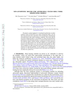 Non-Asymptotic Bounds for Adversarial Excess Risk under Misspecified
  Models