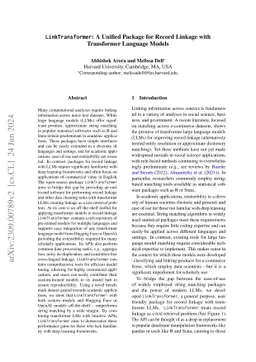 LinkTransformer: A Unified Package for Record Linkage with Transformer
  Language Models