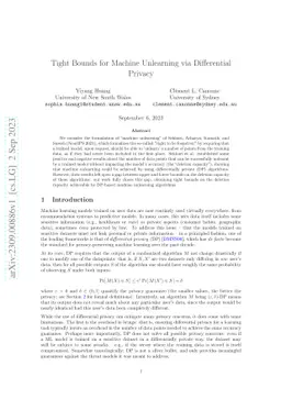 Tight Bounds for Machine Unlearning via Differential Privacy