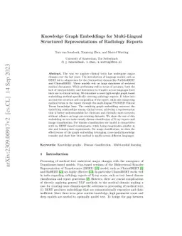 Knowledge Graph Embeddings for Multi-Lingual Structured Representations
  of Radiology Reports