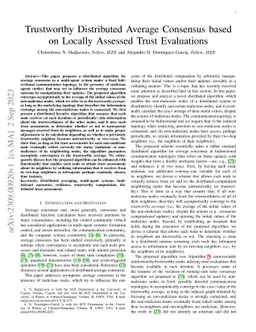 Trustworthy Distributed Average Consensus based on Locally Assessed
  Trust Evaluations