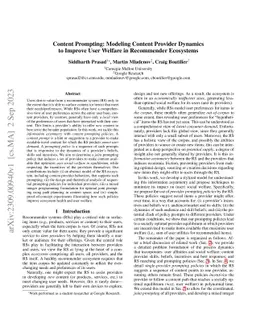 Content Prompting: Modeling Content Provider Dynamics to Improve User
  Welfare in Recommender Ecosystems