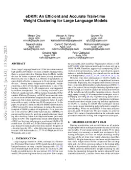 eDKM: An Efficient and Accurate Train-time Weight Clustering for Large
  Language Models