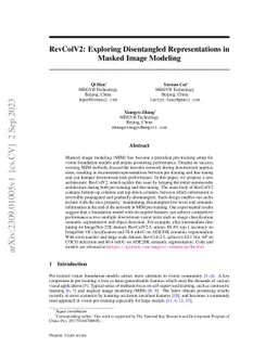 RevColV2: Exploring Disentangled Representations in Masked Image
  Modeling