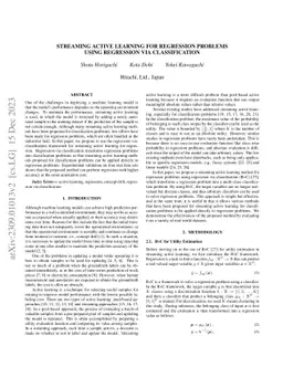Streaming Active Learning for Regression Problems Using Regression via
  Classification