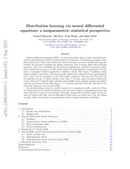 Distribution learning via neural differential equations: a nonparametric
  statistical perspective