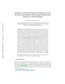 Spatial and Visual Perspective-Taking via View Rotation and Relation
  Reasoning for Embodied Reference Understanding