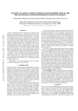 Acoustic-to-articulatory inversion for dysarthric speech: Are
  pre-trained self-supervised representations favorable?