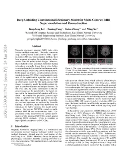 Deep Unfolding Convolutional Dictionary Model for Multi-Contrast MRI
  Super-resolution and Reconstruction