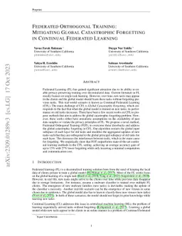 Federated Orthogonal Training: Mitigating Global Catastrophic Forgetting
  in Continual Federated Learning
