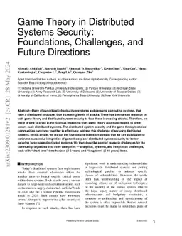 Game Theory in Distributed Systems Security: Foundations, Challenges,
  and Future Directions
