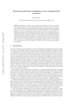 Real-time pedestrian recognition on low computational resources